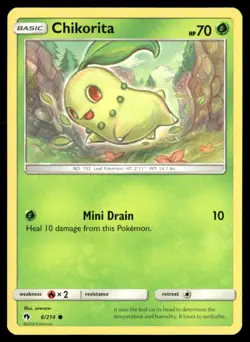 Chikorita 6/214 Common Lost Thunder Pokemon Lightly Played - Image 1