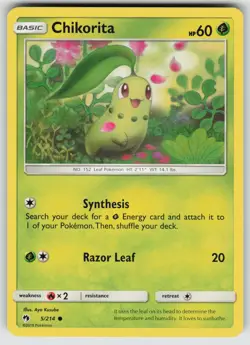 Chikorita 5/214 Common Lost Thunder Pokemon Near Mint - Image 1