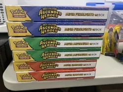6 Pokemon Mega Evolution Ascended Heroes ex Box Mega Feraligatr Meganium Emboar - Image 1