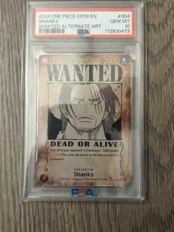 One Piece Shanks Wanted Alternate Art OP09-004 PSA 10 Gem Mint - Image 1