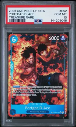 2025 ONE PIECE OP10-ROYAL BLOOD TREASURE RARE #052 PORTGAS D. ACE PSA 10 - Image 1