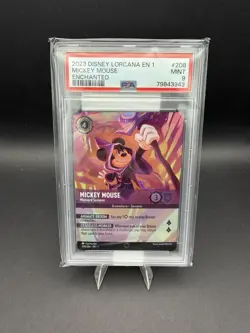 2023 DISNEY LORCANA EN 1-THE FIRST CHAPTER ENCHANTED #208 MICKEY MOUSE PSA 9 - Image 1
