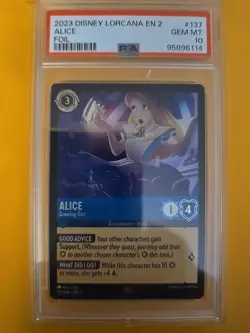 Alice Growing Girl 137/204 COLD FOIL Legendary 2023 Disney Lorcana PSA 10 GEM MT - Image 1