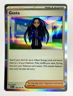 Pokemon Card Geeta - 188/197 Obsidian Flames Holo Rare Trainer 2023 NM-Mint - Image 1