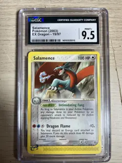 Pokemon Card Salamence Rare CGC 9.5 Mint+, EX Dragon 19/97, 2003 - Image 1