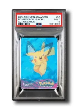 Pokemon 2004 Topps Advanced Action Card Lenticular Pikachu Raichu Pichu PSA 9✨ - Image 1