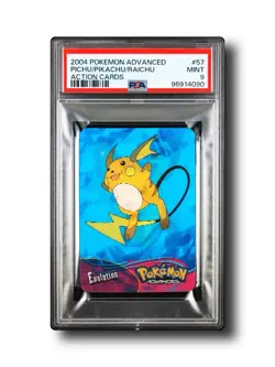 Pokemon 2004 Topps Advanced Action Card Lenticular Pikachu Raichu Pichu PSA 9✨ - Image 2