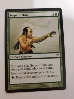 MTG Magic The Gathering Card Serpent SkinHeaderEnchant Creature Green Kamigaw - Image 1