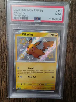 Pokemon TCG Shiny Pikachu Paldean Fates 131/91 English Full Art Graded PSA 9 - Image 1