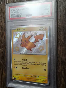 Pokemon TCG Shiny Pikachu Paldean Fates 131/91 English Full Art Graded PSA 9 - Image 2