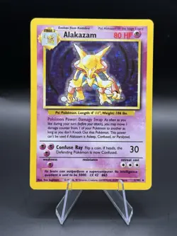 Pokemon Alakazam TCG Base Set Holo Card 1/102 Unlimited Holo Rare MP - Image 1
