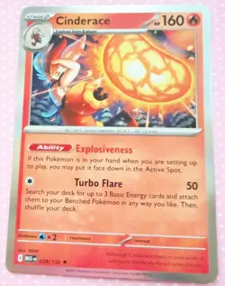 Cinderace 028/132 Mega Evolution Pokemon Trading Card Reverse Holo NM 2025 - Image 1
