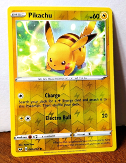 POKEMON PIKACHU 065/202 REVERSE HOLO SWORD & SHIELD LP - Image 1