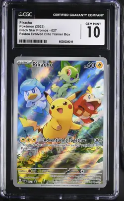 2023 Pokemon Paldea Evolved ETB Promo Pikachu SVP 027 CGC Gem Mint 10 - Image 1