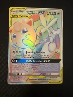 Mega Lopunny & Jigglypuff GX (Secret) 261/236 Sm-Cosmic Eclipse Holo Pokemon - Image 1
