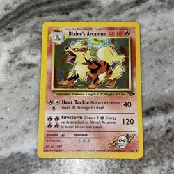 Pokemon TCG Gym Challenge Blaine's Arcanine Holo Rare Card 1/132 LP/NM Condition - Image 1