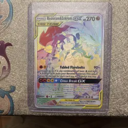 Pokemon Reshiram & Zekrom GX Full Art Rainbow Rare Card 259/236 Cosmic Eclipse - Image 1
