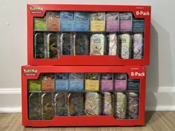 Pokemon Prismatic Evolutions 8 Mini-Tins Promo Cards Costco 2-Pack - NEW IN HAND - Image 1