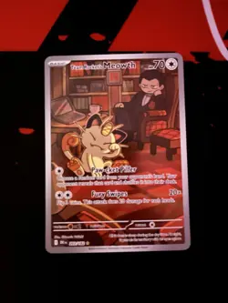 Team Rockets Meowth 203/182 SV10 Destined Rivals Illustrated Card Mint Condition - Image 1