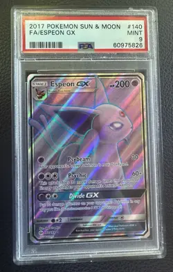 Espeon GX 140/149 Full Art 2017 Pokemon Sun & Moon Base Card PSA 9 Mint - Image 1