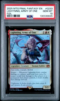 2025 MTG FINAL FANTASY FOIL #0233 LIGHTNING, ARMY OF ONE PSA 10 - Image 1