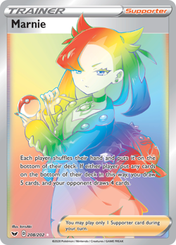 Marnie 208/202 Sword & Shield Rainbow Rare NM - Image 1
