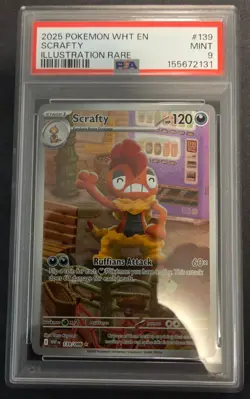 2025 Pokemon WHT EN Scrafty Full Art ILLUSTRATION RARE 139/086 PSA 9 MINT - Image 1