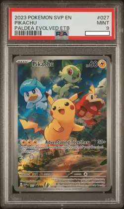 PSA 9 Pikachu 027 SVP EN Paldea Evolved ETB Promo S & V Pokemon English | Mint - Image 1
