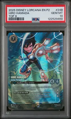 2025 DISNEY LORCANA EN P2-PROMO #24B HIRO HAMADA SET CHAMPIONSHIP PRIZE Psa 10 - Image 1