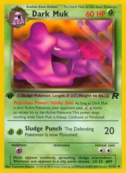 Dark Muk 41/82 Uncommon Team Rocket 1st Edition Non Holo Pokemon Card - Image 1