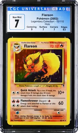 Pokemon TCG Flareon Legendary Collection 10 Holo Rare CGC 7 Subgrades - Image 1