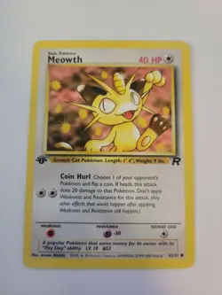 Pokemon TCG Meowth 62/82 Team Rocket 1st Edition WOTC Common Colorless LP - Image 1