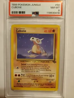 1999 Pokemon Jungle # 50 Cubone PSA 8 NM-MT - Image 1