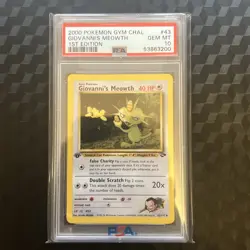 2000 Pokemon Gym Challenge Giovanni’s MEOWTH #43 1st Edition PSA 10 - Image 1
