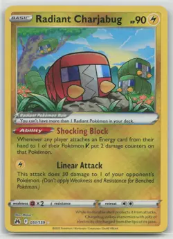 Radiant Charjabug 051/159 Radiant Rare Crown Zenith Pokemon Near Mint - Image 1