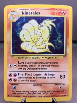 Pokemon TCG Ninetales Base Set Unlimited 12/102 Holo Rare WOTC VTG 1999 LP- - Image 1