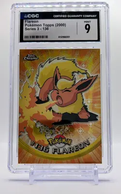 CGC 9 MINT Graded Pokemon Topps 2000 Flareon Series 3 #136 - Image 1