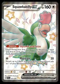 Squawkabilly ex 223/091 Shiny Ultra Rare Paldean Fates Pokemon Near Mint - Image 1