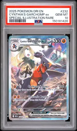 2025 POKEMON DRI EN-DESTINED RIVALS #232 CYNTHIA'S GARCHOMP EX PSA 10 - Image 1