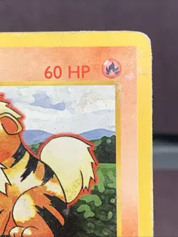 Pokemon TCG 1st Edition Growlithe 28/102 Base Set Shadowless WOTC VTG HP Creased - Image 3
