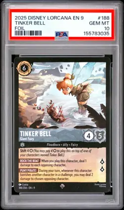 2025 Disney Lorcana EN 9-Fabled Tinker Bell Foil PSA 10 #188 - Image 1