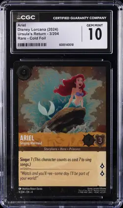 2024 DISNEY LORCANA URSULA'S RETURN RARE - COLD FOIL ARIEL CGC 10 GEM MINT - Image 1