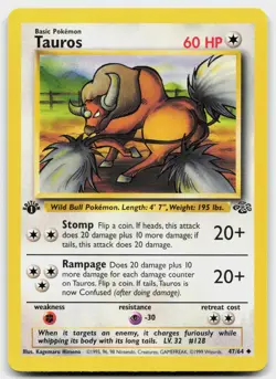 Tauros 47/64 Uncommon Jungle Pokemon 1st Edition Lightly Played - Image 1
