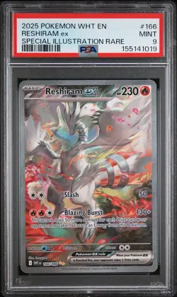 2025 POKEMON WHT EN-WHITE FLARE SPECIAL ILLUSTRATION RARE #166 RESHIRAM EX PSA 9 - Image 1