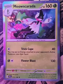 Meowscarada 015/198 Rare Scarlet & Violet Pokemon Holo Near Mint - Image 1