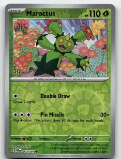 MARACTUS 003/091 COMMON REVERSE HOLO PALDEAN FATES POKEMON NEAR MINT - Image 1