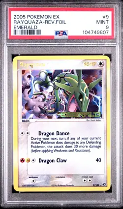 2005 POKEMON EX EMERALD #9 RAYQUAZA-REVERSE FOIL PSA 9 - Image 1
