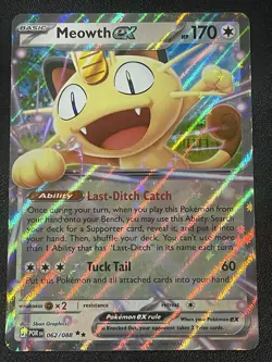 Pokemon Meowth EX 062/088 POR Holo EX English 170 HP 60 Attack 2026 - Image 3