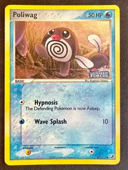 Poliwag 67/115 2005 EX Unseen Forces Pokemon Card Reverse Holo Common - Mp - Image 1