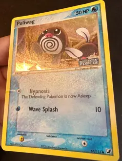 Poliwag 67/115 2005 EX Unseen Forces Pokemon Card Reverse Holo Common - Mp - Image 3